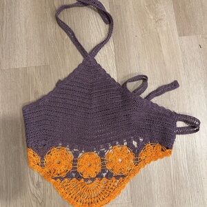 Zara Purple and Orange Crochet Tank Top